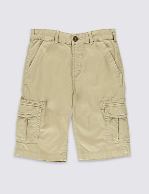 Pure Cotton Cargo Shorts (5-14 Years) Image 2 of 3