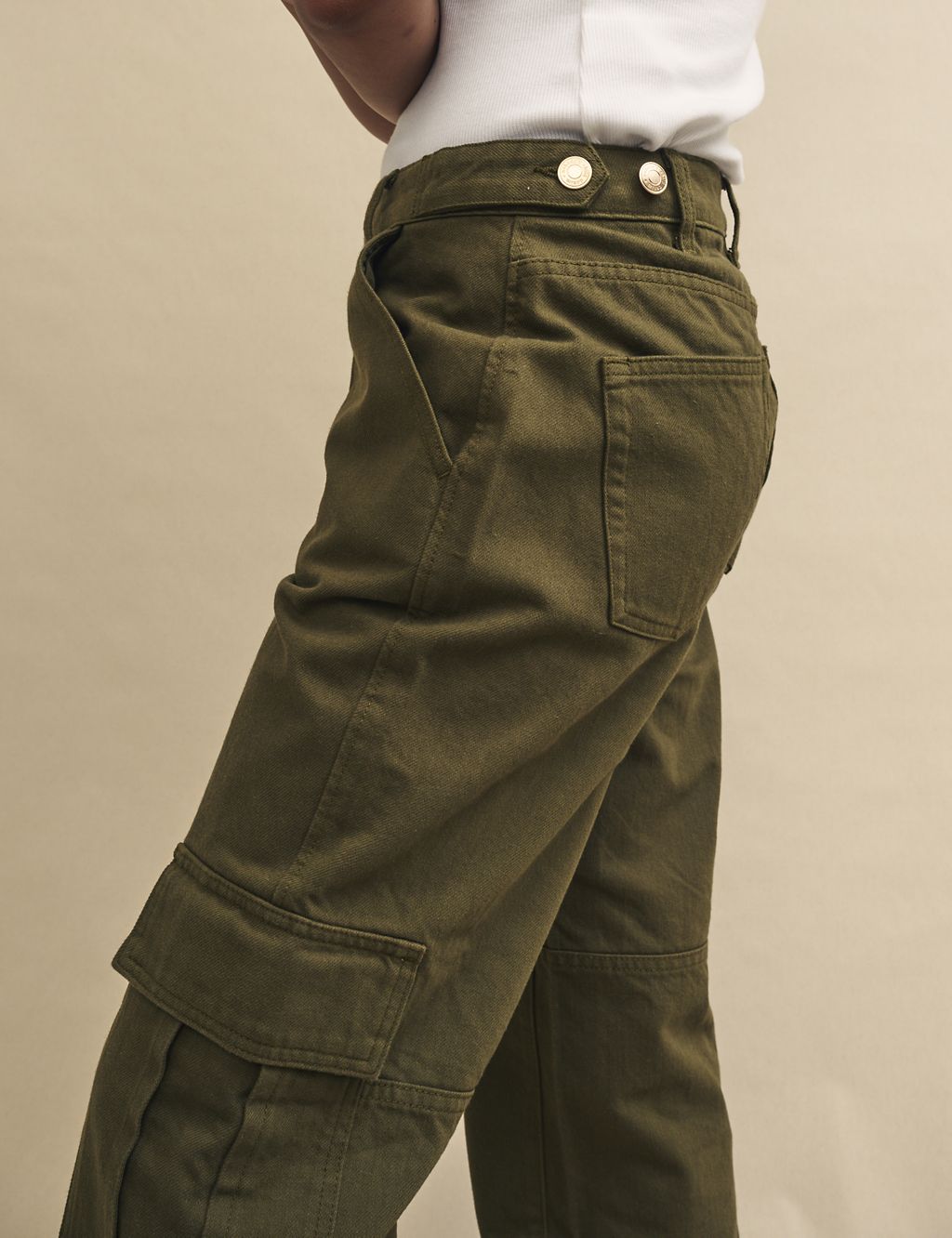 Pure Cotton Cargo Straight Leg Trousers 4 of 6