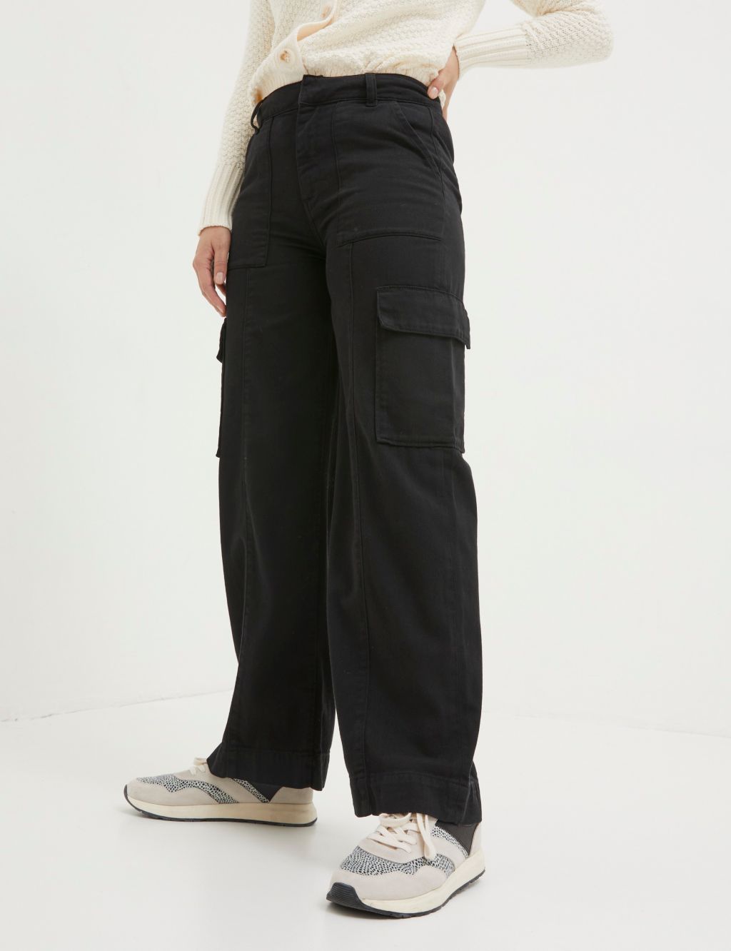 Pure Cotton Cargo Wide Leg Trousers 2 of 5