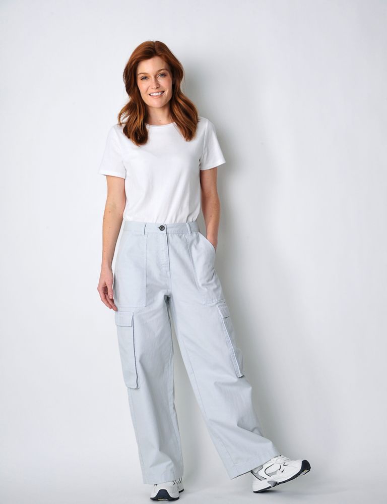 Pure Cotton Cargo Wide Leg Trousers 5 of 5