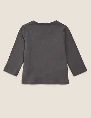Pure Cotton Cat Long Sleeve Top (0-3 Yrs) Image 2 of 3