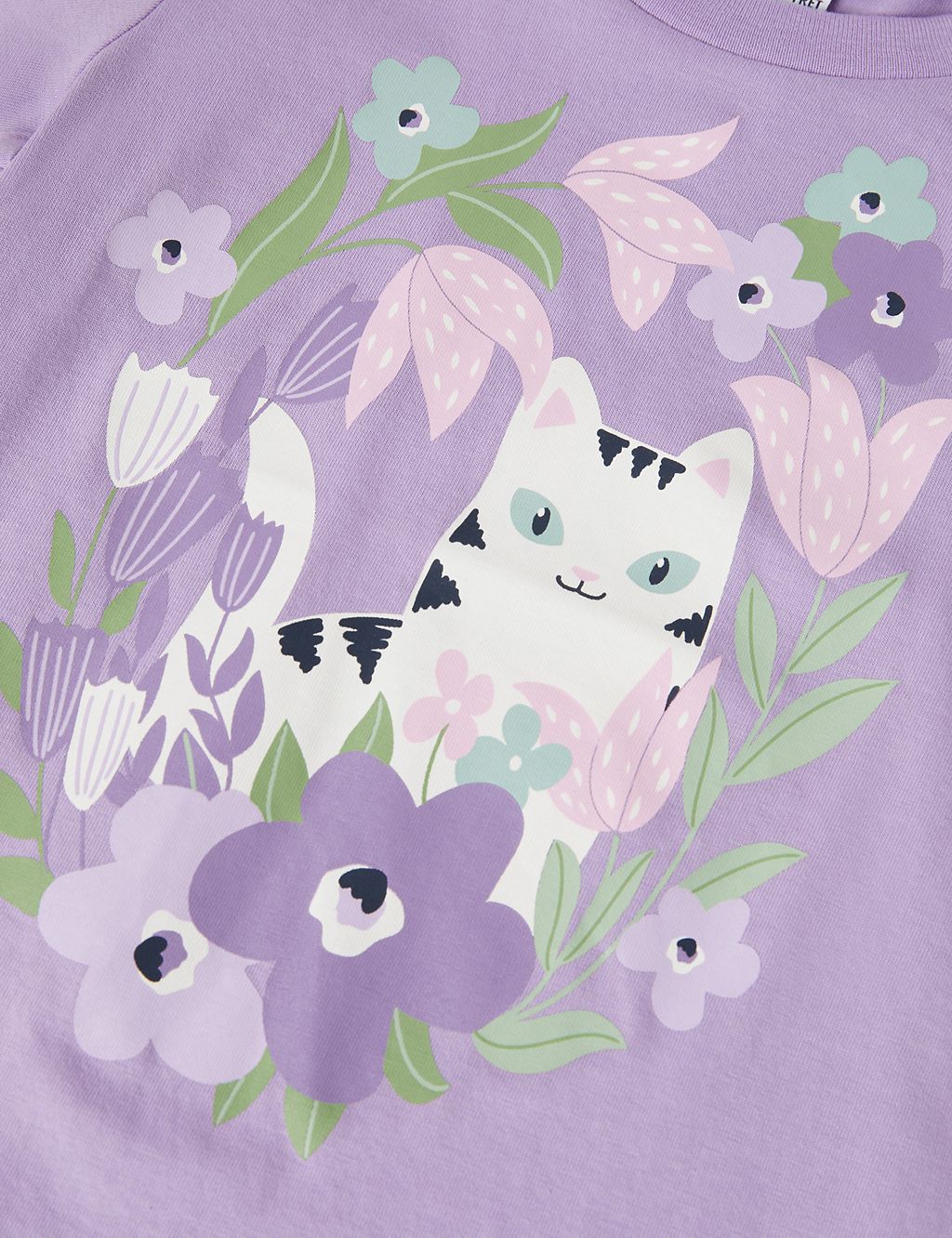 Pure Cotton Cat Print T-Shirt (1-10 Yrs) 2 of 3