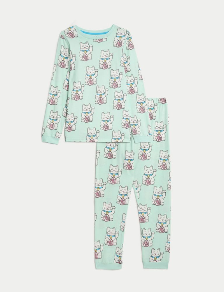 Pure Cotton Cat Pyjamas (7-14 Yrs) 2 of 6
