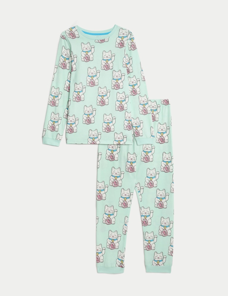 Pure Cotton Cat Pyjamas (7-14 Yrs) 2 of 6