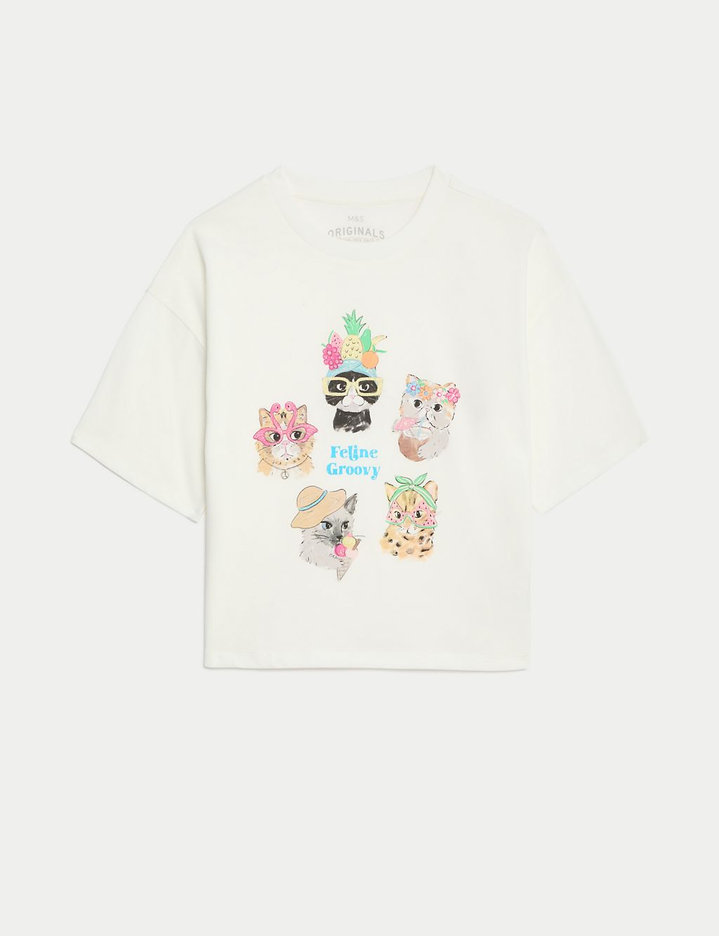 Pure Cotton Cat T-Shirt (6-16 Yrs) 1 of 6