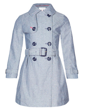 Pure Cotton Chambray Belted Trench Mac (1-7 Years) Image 2 of 6