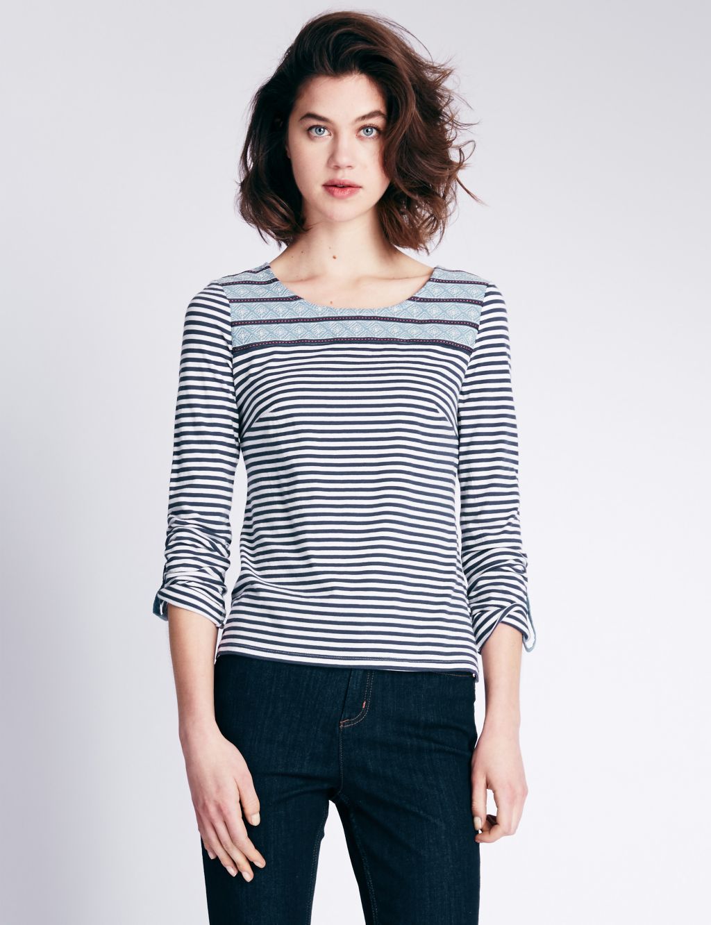 Pure Cotton Chambray Striped Top 3 of 3