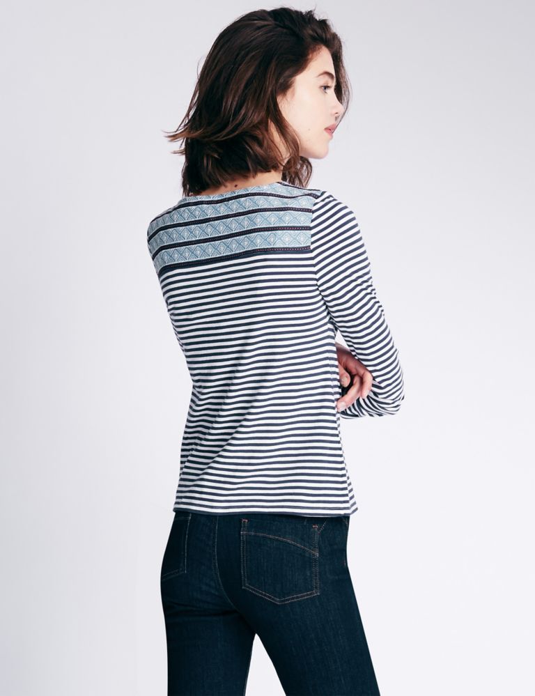Pure Cotton Chambray Striped Top 3 of 3