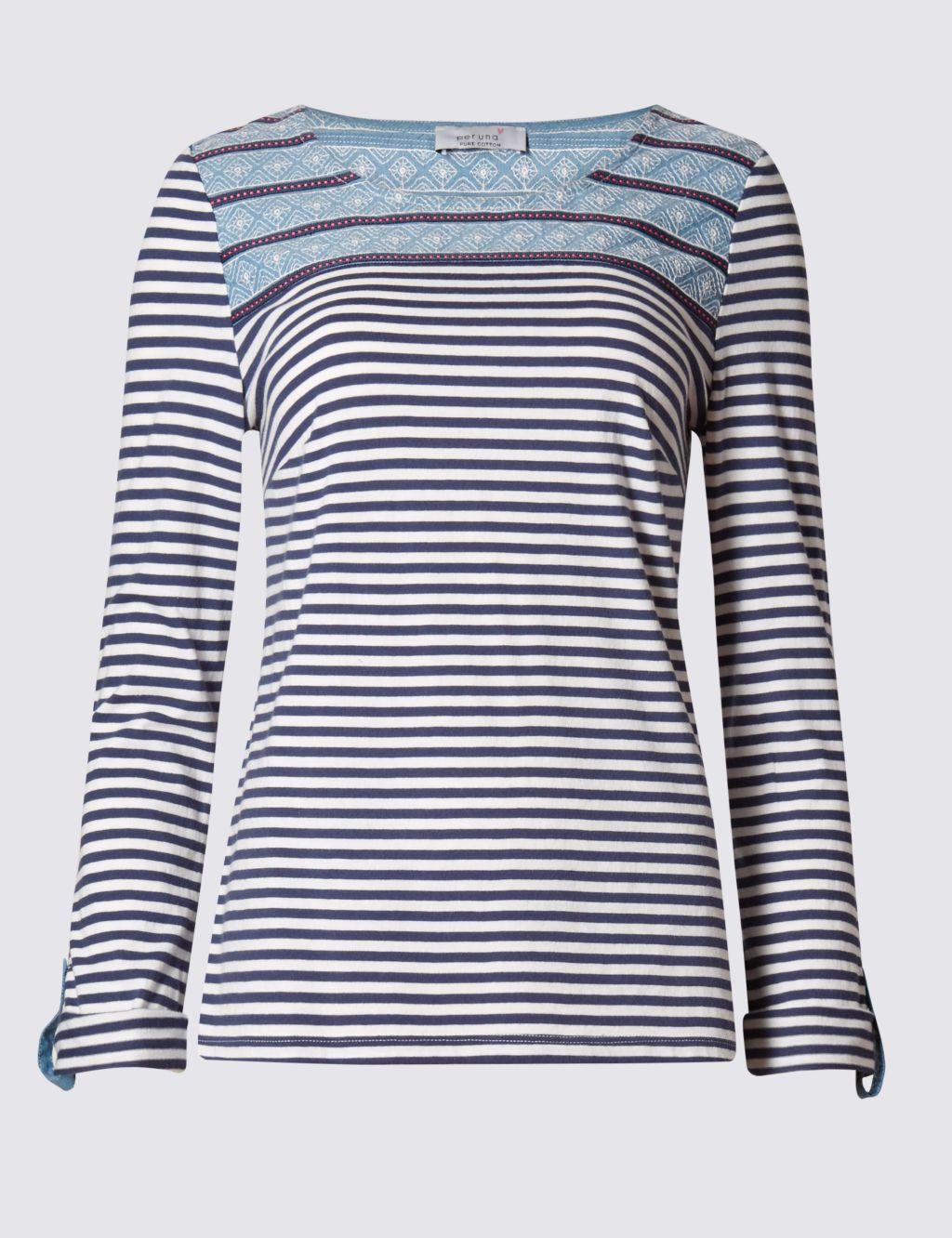 Pure Cotton Chambray Striped Top 1 of 3