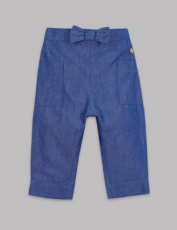 Pure Cotton Chambray Trousers Image 1 of 2