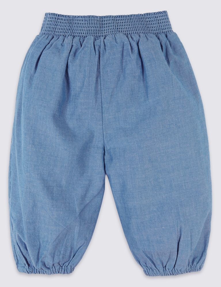 Pure Cotton Chambray Trousers 2 of 3