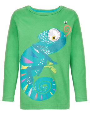 Pure Cotton Chameleon Print T-Shirt with Stickers (1-7 Years) Image 2 of 5