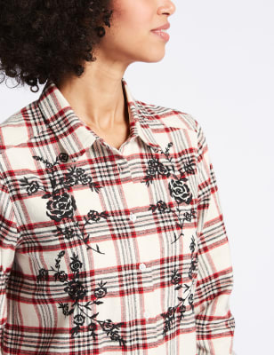 Pure Cotton Check Embroidered Shirt | M&S Collection | M&S