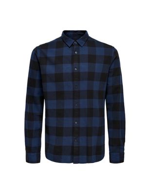 Pure Cotton Check Flannel Shirt Image 2 of 8