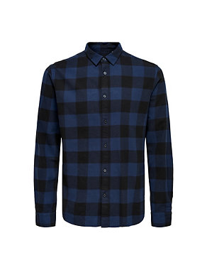 Pure Cotton Check Flannel Shirt Image 2 of 8