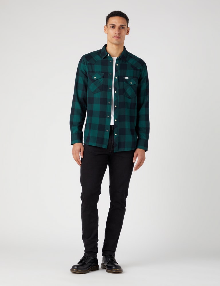 Pure Cotton Check Flannel Shirt Wrangler M S