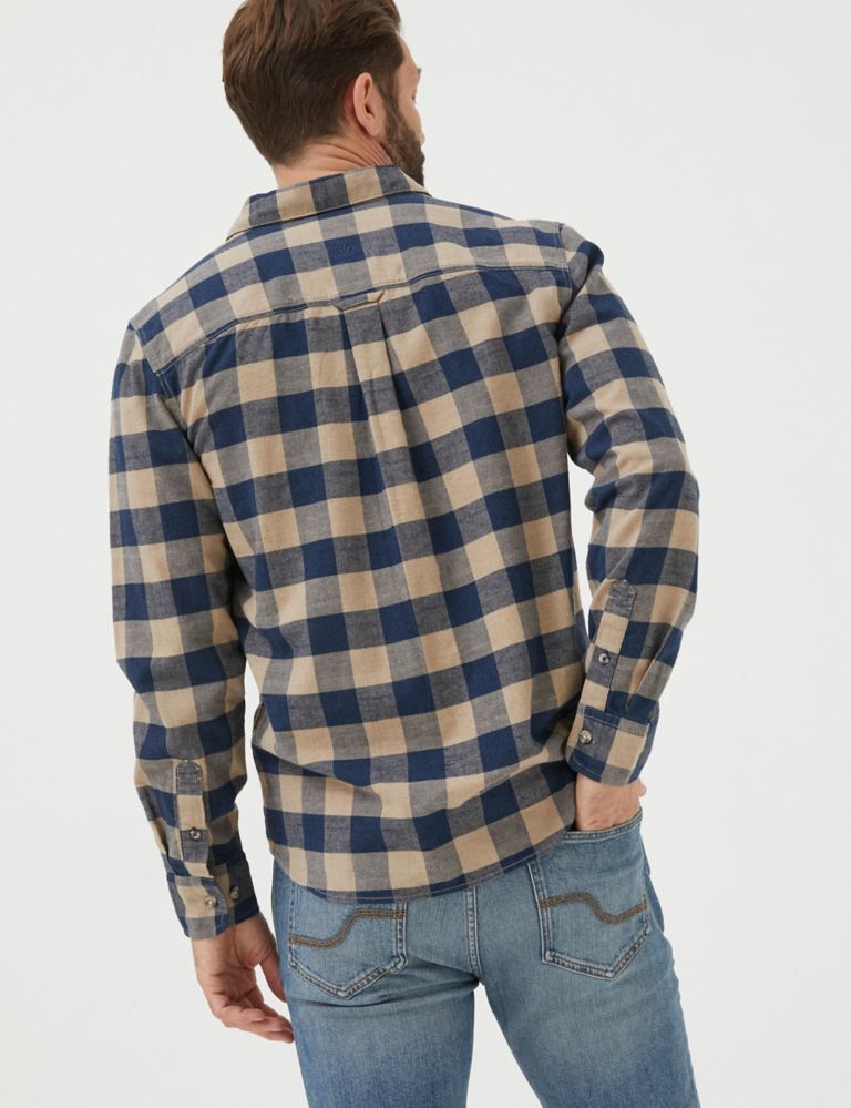 PULL & BEAR Mens Check Shirts Cotton Long Sleeve Soft Flannel
