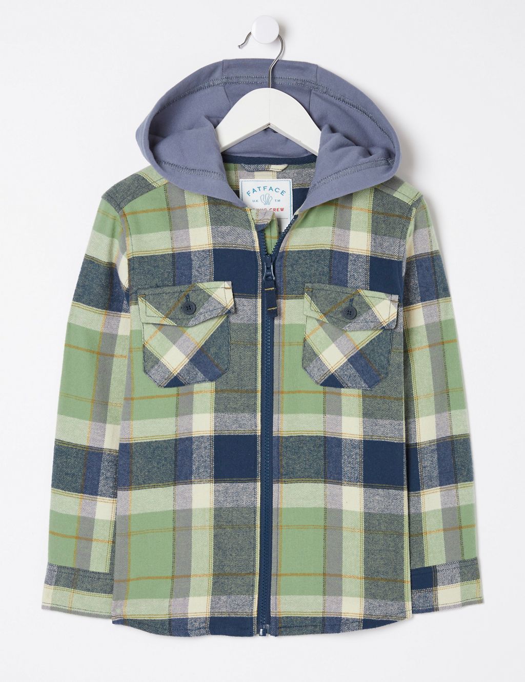 Pure Cotton Check Hooded Shacket (3-13 Yrs) 1 of 5