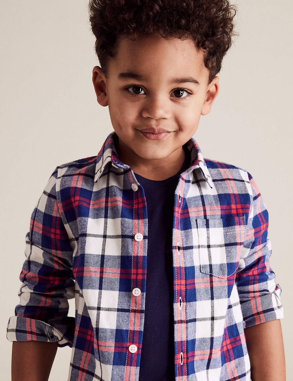 Pure Cotton Check Shirt with T-Shirt (2-7 Yrs) 2 of 4