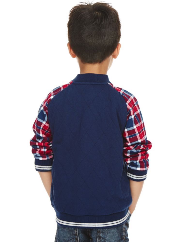 Pure Cotton Checked Baseball Jacket (1-7 Years) 3 of 3