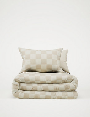Pure Cotton Checked Bedding Set Image 2 of 8