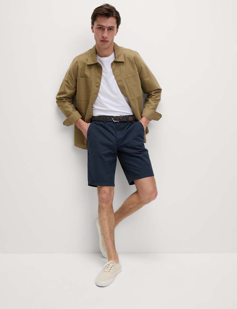 Pure Cotton Checked Belted Chino Shorts 6 of 8