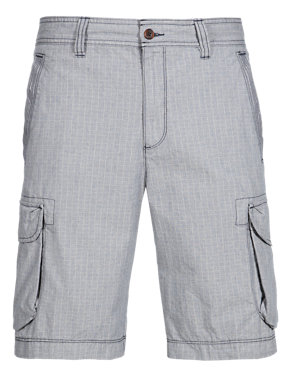 Pure Cotton Checked Cargo Shorts Image 2 of 3