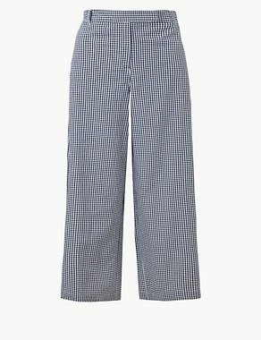 Pure Cotton Checked Cropped Culottes Image 2 of 6