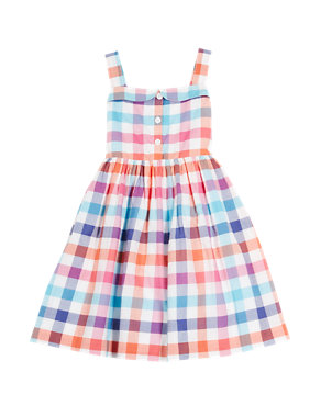 Pure Cotton Checked Dress (1-7 Years) Image 2 of 3