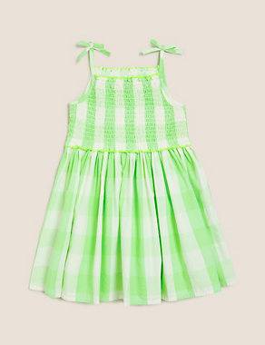 Pure Cotton Checked Dress (2-7 Yrs) Image 2 of 4