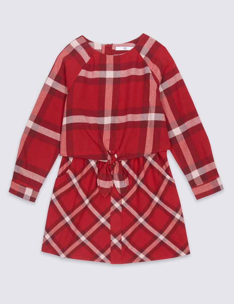 Pure Cotton Checked Dress (3-14 Years) 2 of 5