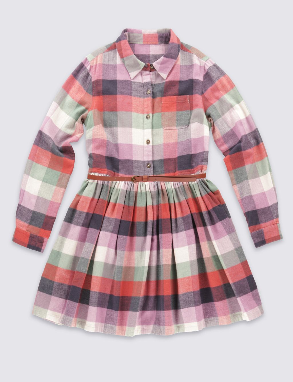Pure Cotton Checked Dress (5-14 Years) 1 of 4