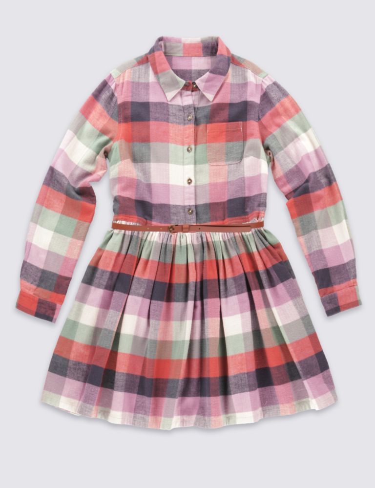 Pure Cotton Checked Dress (5-14 Years) 2 of 4