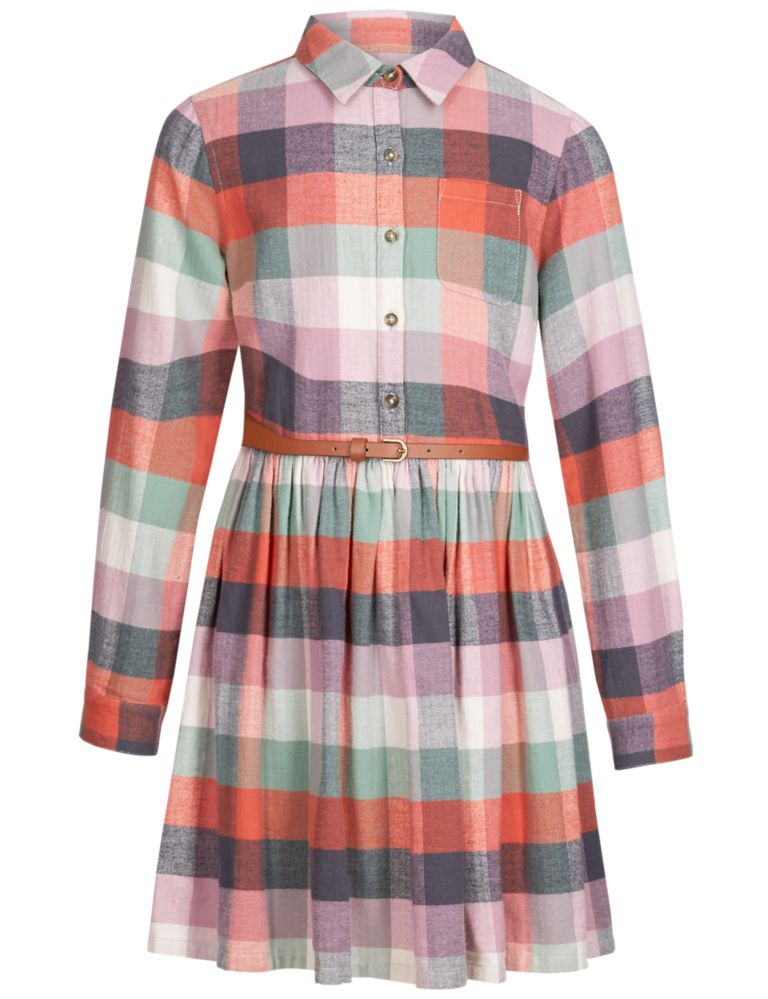 Pure Cotton Checked Dress (5-14 Years) 4 of 4