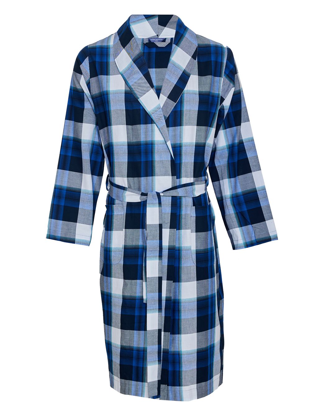 Pure Cotton Checked Dressing Gown 1 of 4