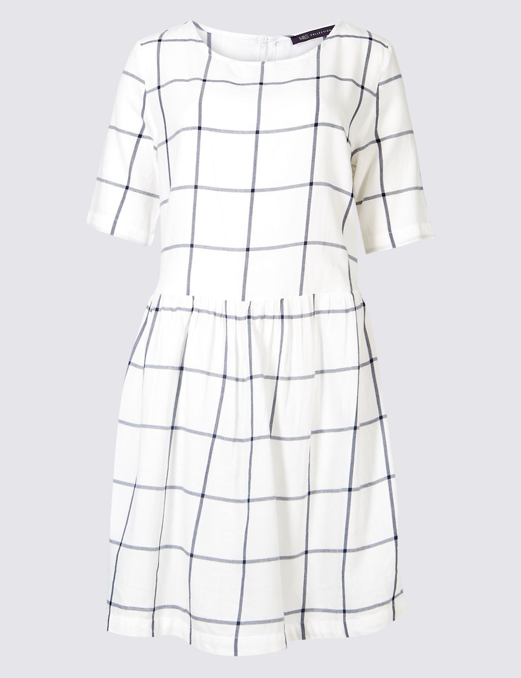 Pure Cotton Checked Drop Waist Dress 1 of 4