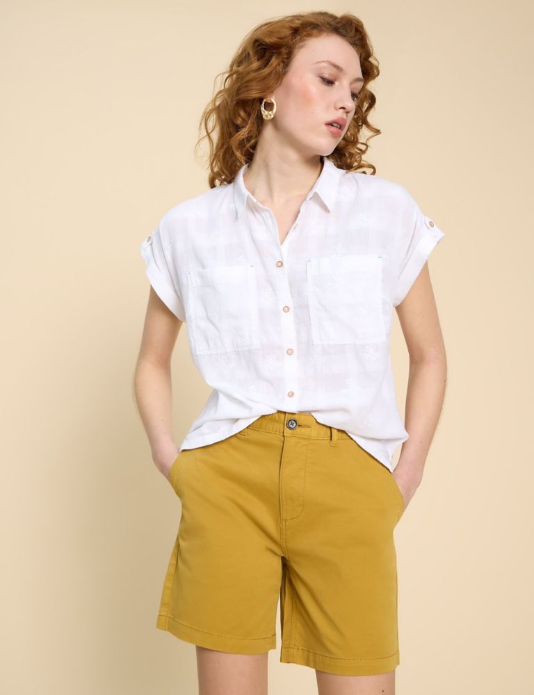 Pure Cotton Checked Embroidered Shirt 3 of 6