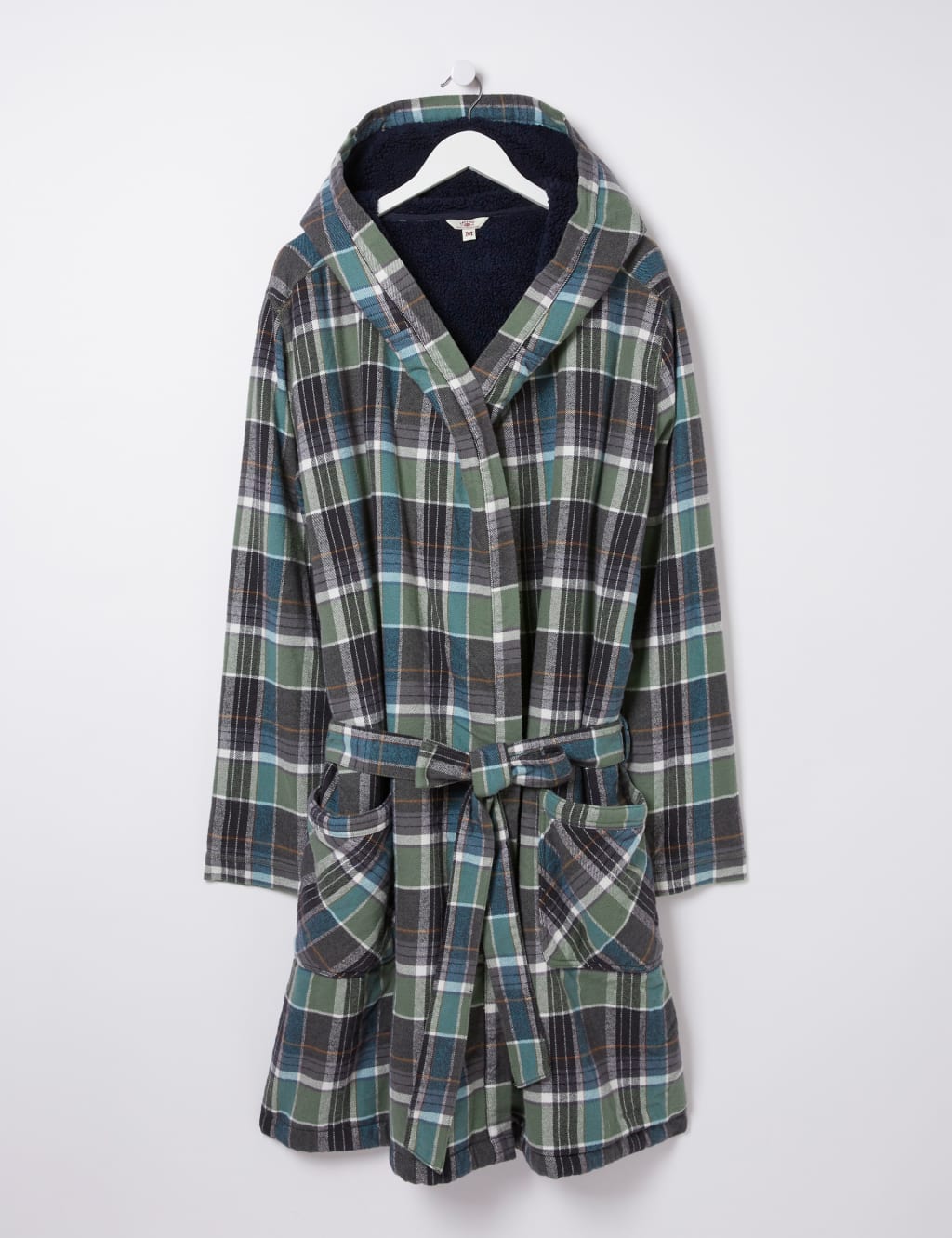 Pure Cotton Checked Hooded Dressing Gown FatFace M&S