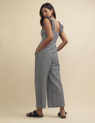 Pure Cotton Checked Jumpsuit Image 2 of 5