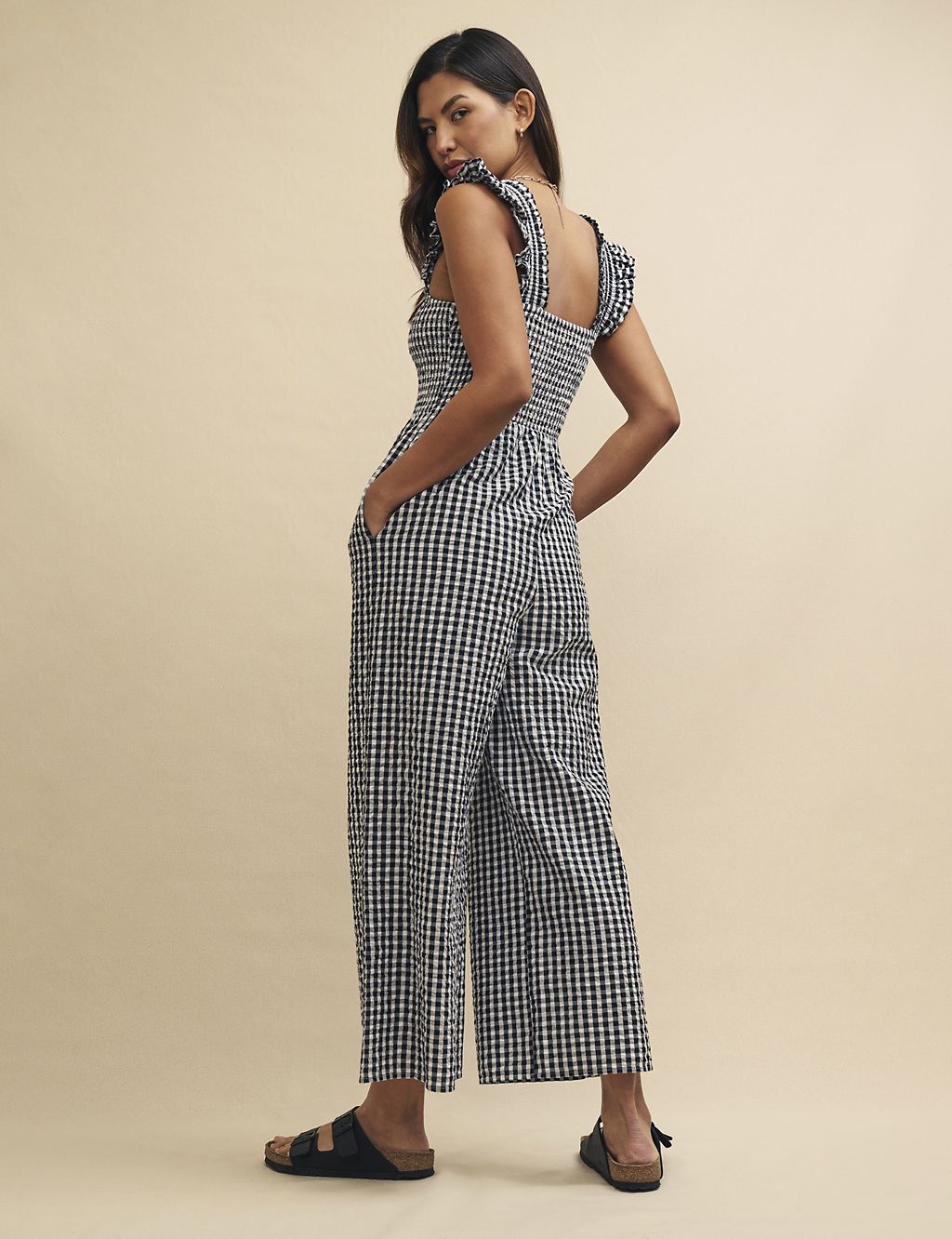 Pure Cotton Checked Jumpsuit 1 of 5