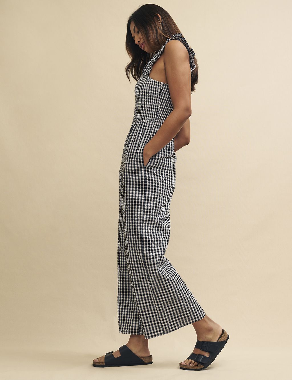 Pure Cotton Checked Jumpsuit 2 of 5