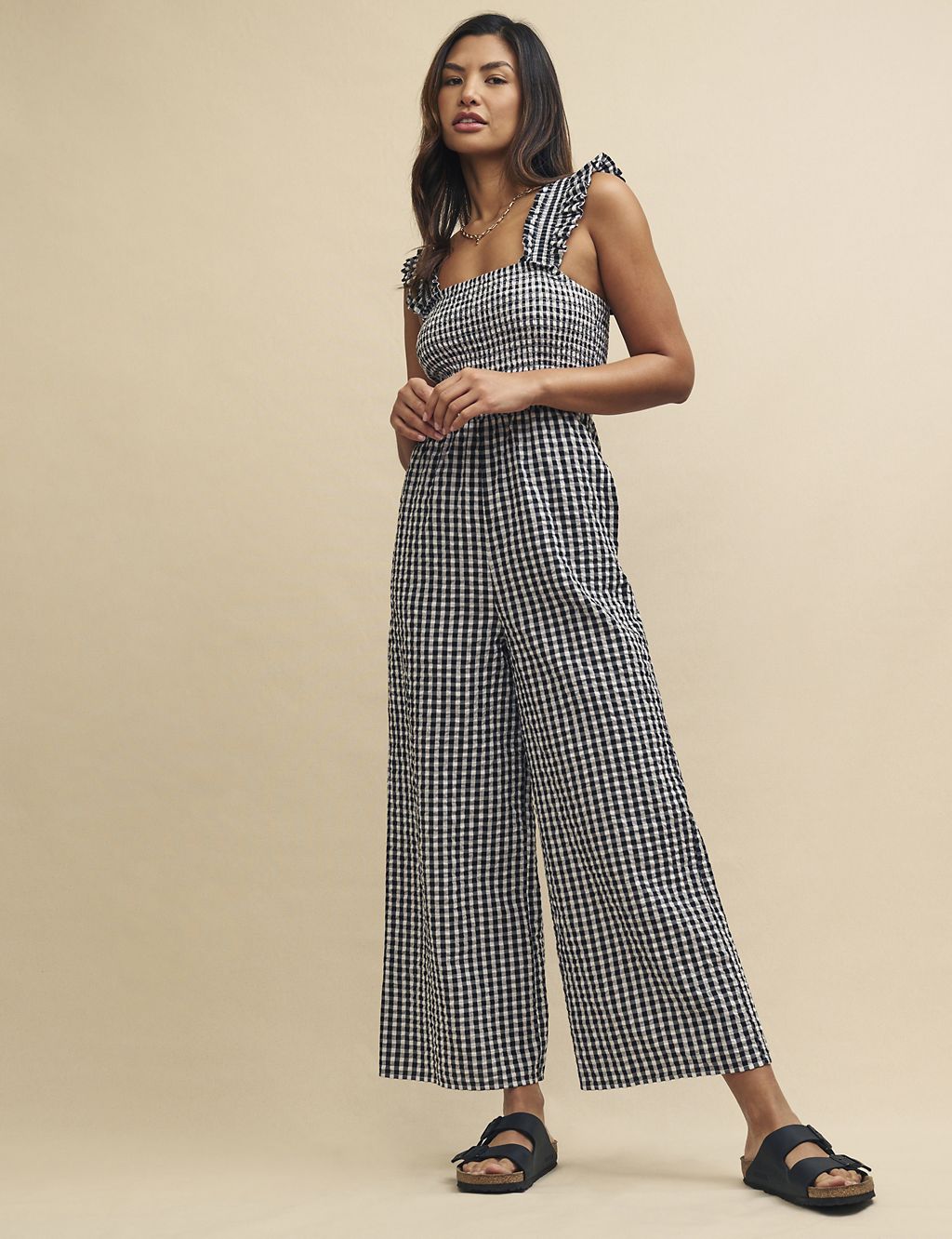 Pure Cotton Checked Jumpsuit 5 of 5