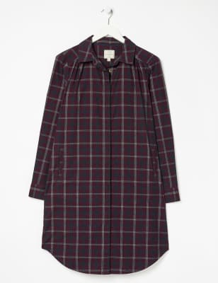 Pure Cotton Checked Knee Length Shirt Dress Image 2 of 3