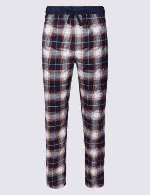 checked cuffed pyjama bottoms