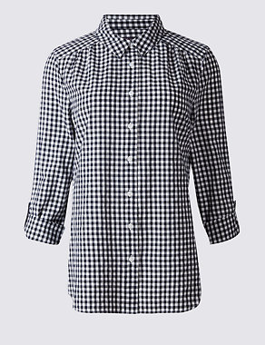 Pure Cotton Checked Long Sleeve Shirt Image 2 of 5