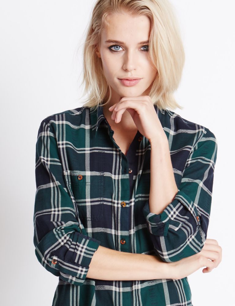 Pure Cotton Checked Long Sleeve Shirt 4 of 4