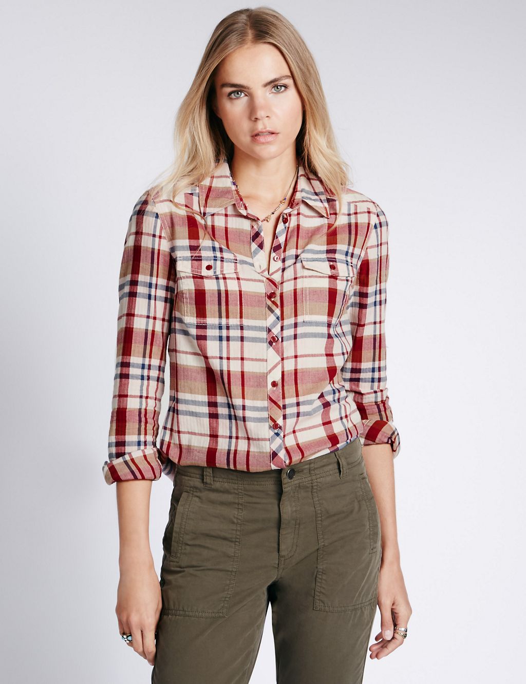 Pure Cotton Checked Long Sleeve Shirt 3 of 3