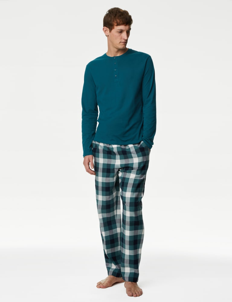 Pure Cotton Checked Loungewear Bottoms 3 of 5