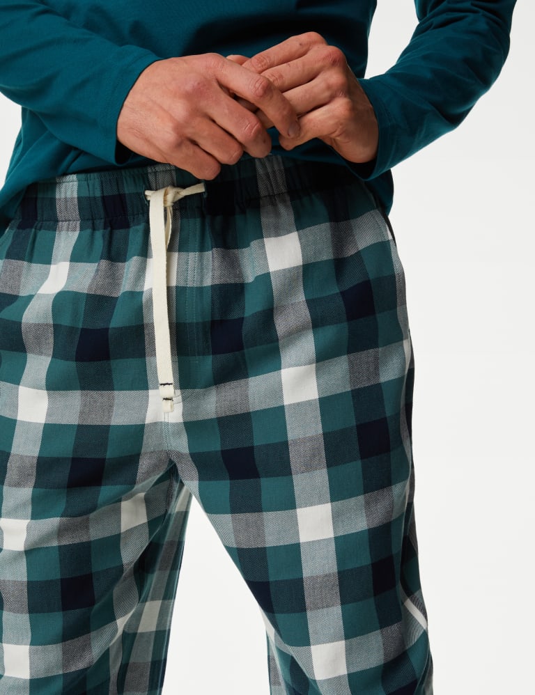 Pure Cotton Checked Loungewear Bottoms 4 of 5