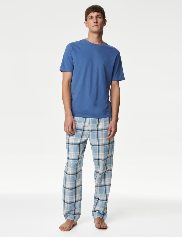 Pure Cotton Checked Loungewear Bottoms 3 of 5